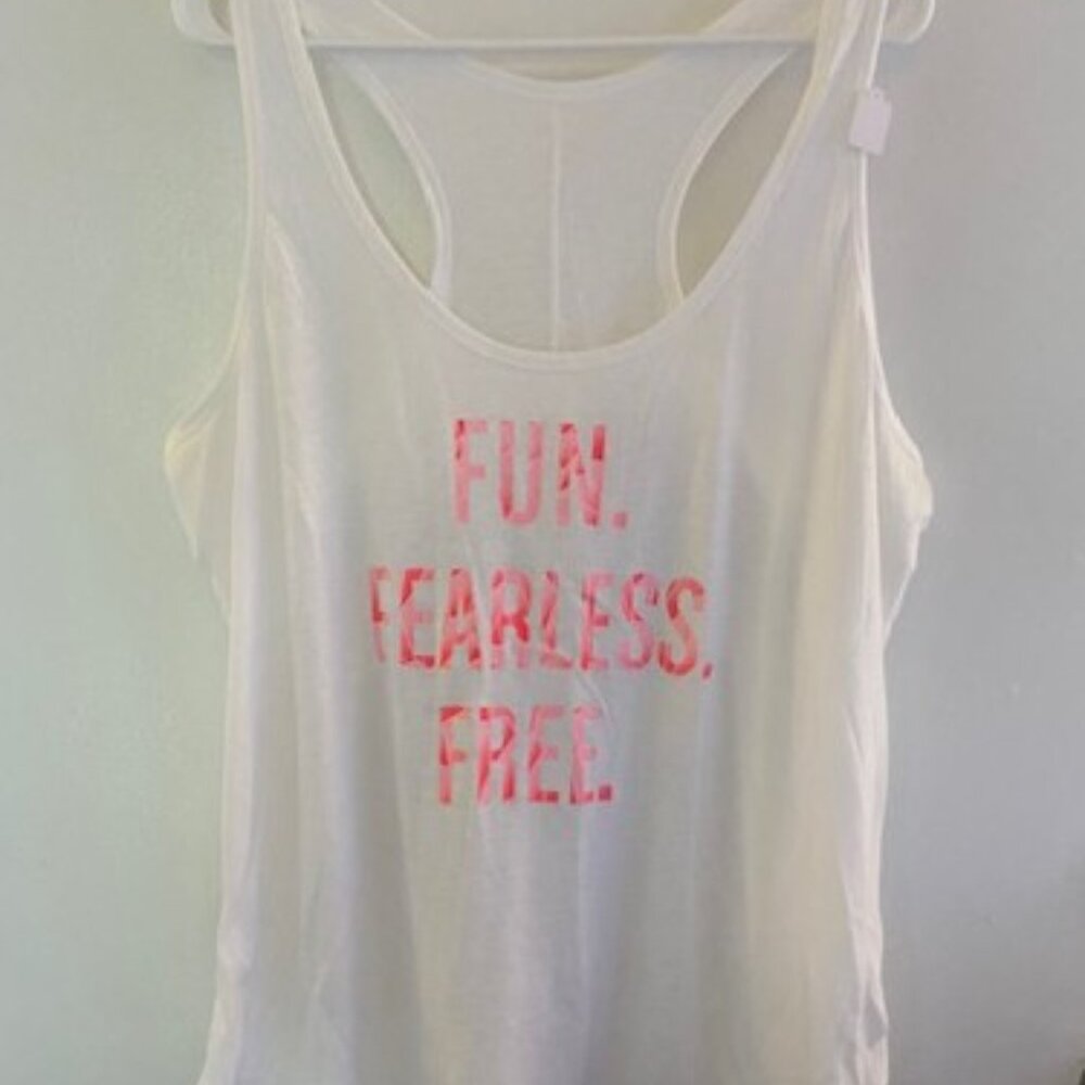 Old Navy White Fun, Fearless, Free Graphic Tank Top